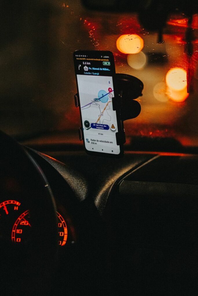 navigating at night with gps in car